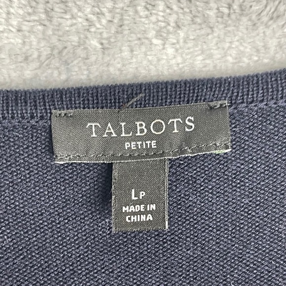 Talbots‎ Weekend V Neck Pullover Sweater Jumper Womens L Petite Navy Blue Soft - Picture 3 of 7